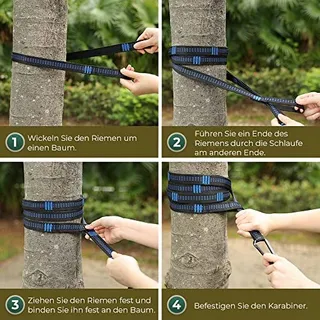 GLYMNIS Ultralichte Hangmat Outdoor Reizen Touwen Karabijnhaken Bruin — miniatuur 6