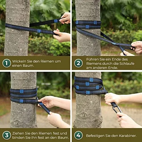 GLYMNIS Ultralichte Hangmat Outdoor Reizen Touwen Karabijnhaken Bruin — foto 6