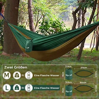 GLYMNIS Ultralichte Hangmat Outdoor Reizen Touwen Karabijnhaken Bruin — miniatuur 2