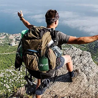 GLYMNIS Ultralichte Hangmat Outdoor Reizen Touwen Karabijnhaken Bruin — miniatuur 7