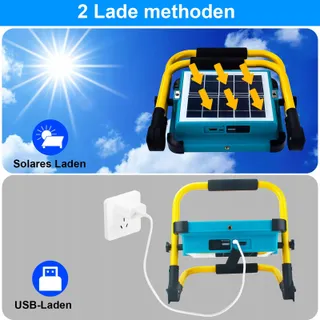 TOPBOS 100W LED Schijnwerper met Statief 10000LM Accu USB-C Solar — miniatuur 4