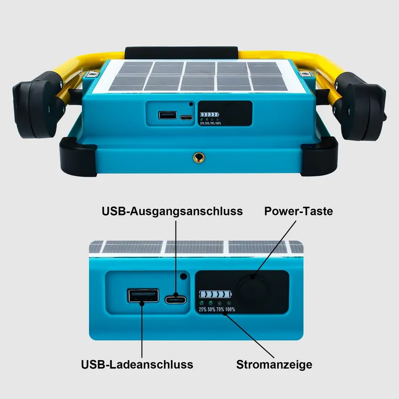 TOPBOS 100W LED Schijnwerper met Statief 10000LM Accu USB-C Solar — foto 5