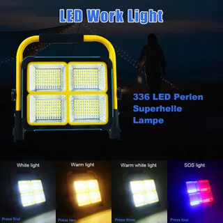 TOPBOS 100W LED Schijnwerper met Statief 10000LM Accu USB-C Solar — miniatuur 2