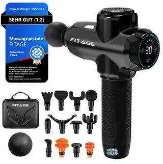 FITAGE Massagepistool Stil 30 Snelheden 12 Opzetstukken Lichaam — miniatuur 1
