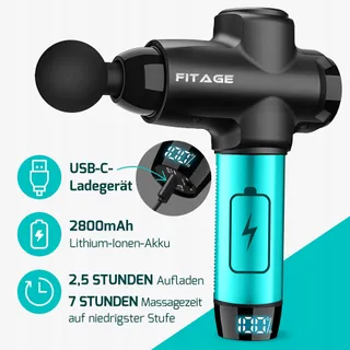 FITAGE Massagepistool Stil 30 Snelheden 12 Opzetstukken Lichaam — miniatuur 5