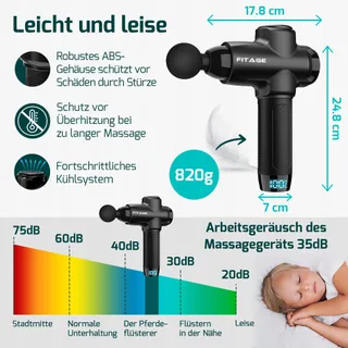 FITAGE Massagepistool Stil 30 Snelheden 12 Opzetstukken Lichaam — miniatuur 6