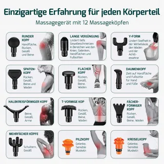 FITAGE Massagepistool Stil 30 Snelheden 12 Opzetstukken Lichaam — miniatuur 3