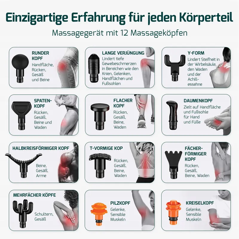 FITAGE Massagepistool Stil 30 Snelheden 12 Opzetstukken Lichaam — foto 3