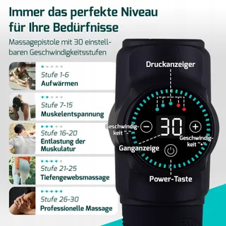 FITAGE Massagepistool Stil 30 Snelheden 12 Opzetstukken Lichaam — miniatuur 2
