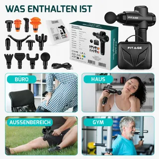 FITAGE Massagepistool Stil 30 Snelheden 12 Opzetstukken Lichaam — miniatuur 7
