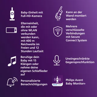 PHILIPS Avent Babyfoon HD Camera WiFi Nachtmodus SCD951/26 — miniatuur 2