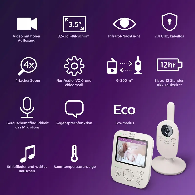 PHILIPS Avent Babyfoon Camera 3,5 Inch Zoom Thermometer — foto 4