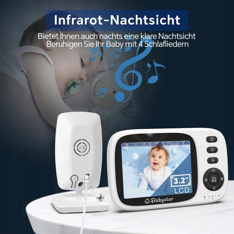 BABYSTAR Babyfoon Met Camera 3,2" Nachtzicht Audio VOX 2100mAh — foto 4