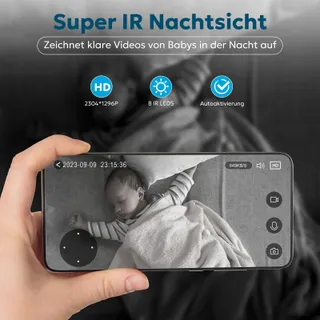 LITTLE ELF 2K Binnencamera Babyfoon 360 WiFi Audio Nachtzicht Alexa — miniatuur 6
