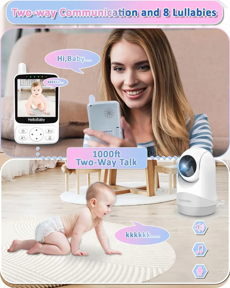 HELLOBABY Babyfoon met Camera 29u Batterij 2-Weg Audio — foto 8