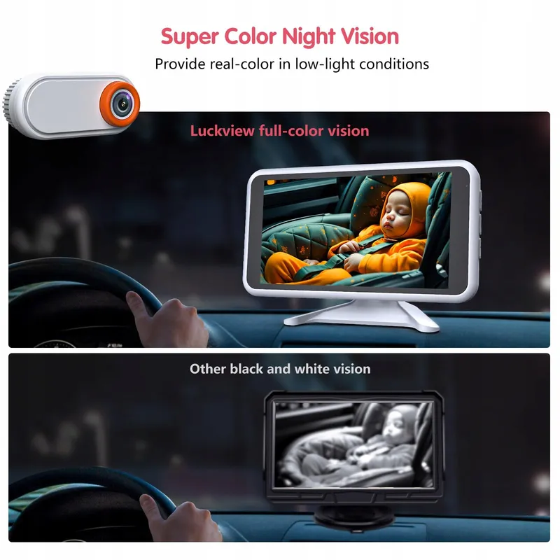 LUCKVIEW Baby Autocamera HD 1080P 360° 5.2" Scherm — foto 3