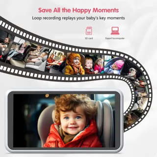 LUCKVIEW Baby Autocamera HD 1080P 360° 5.2" Scherm — miniatuur 2