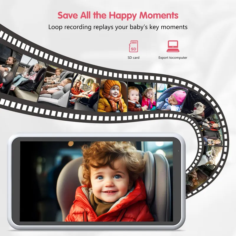 LUCKVIEW Baby Autocamera HD 1080P 360° 5.2" Scherm — foto 2