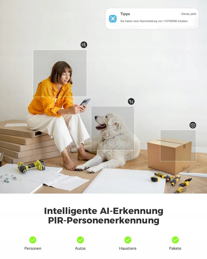 COCOCAM Binnencamera 2K WiFi 5200mAh Alexa PIR AI — foto 5