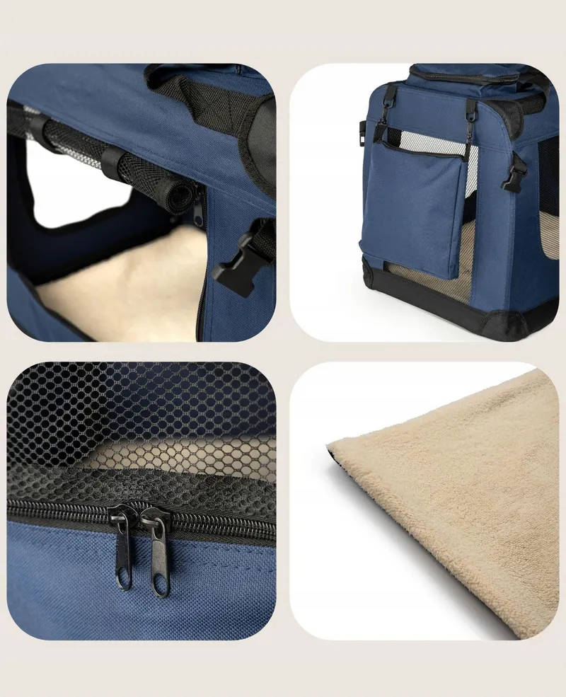 LIONTO Opvouwbare Transportbox Honden Katten tot 12kg Donkerblauw — foto 4