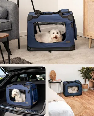 LIONTO Opvouwbare Transportbox Honden Katten tot 12kg Donkerblauw — miniatuur 2