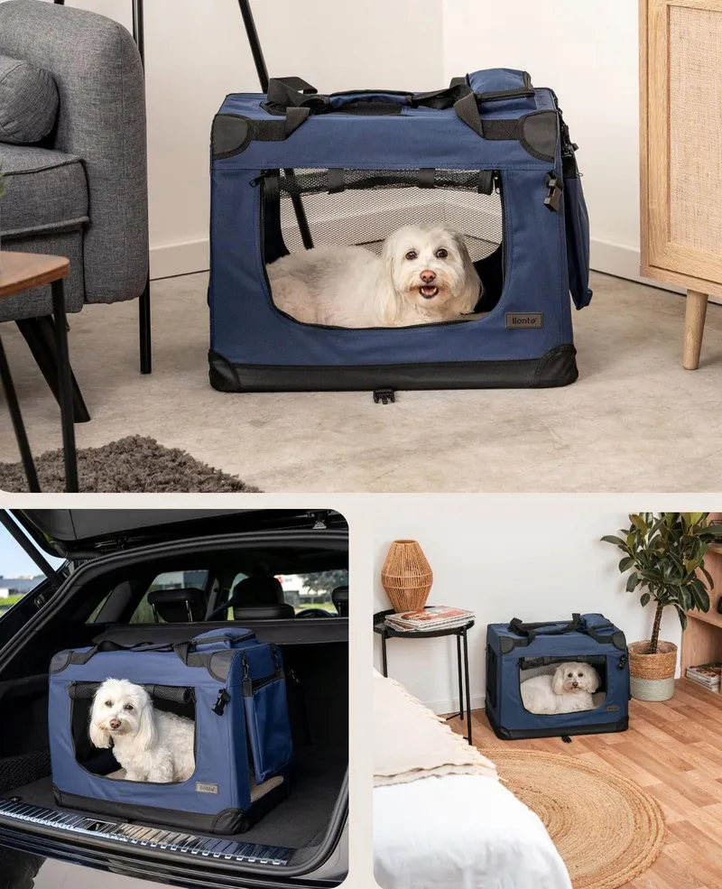 LIONTO Opvouwbare Transportbox Honden Katten tot 12kg Donkerblauw — foto 2