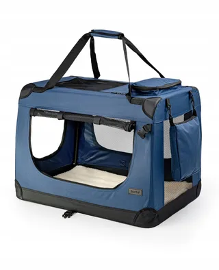 LIONTO Opvouwbare Transportbox Honden Katten tot 12kg Donkerblauw — miniatuur 1