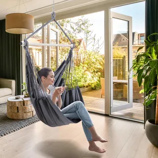 OHUHU Hangstoel XL Met 2 Kussens En Montageset Grijs — miniatuur 2
