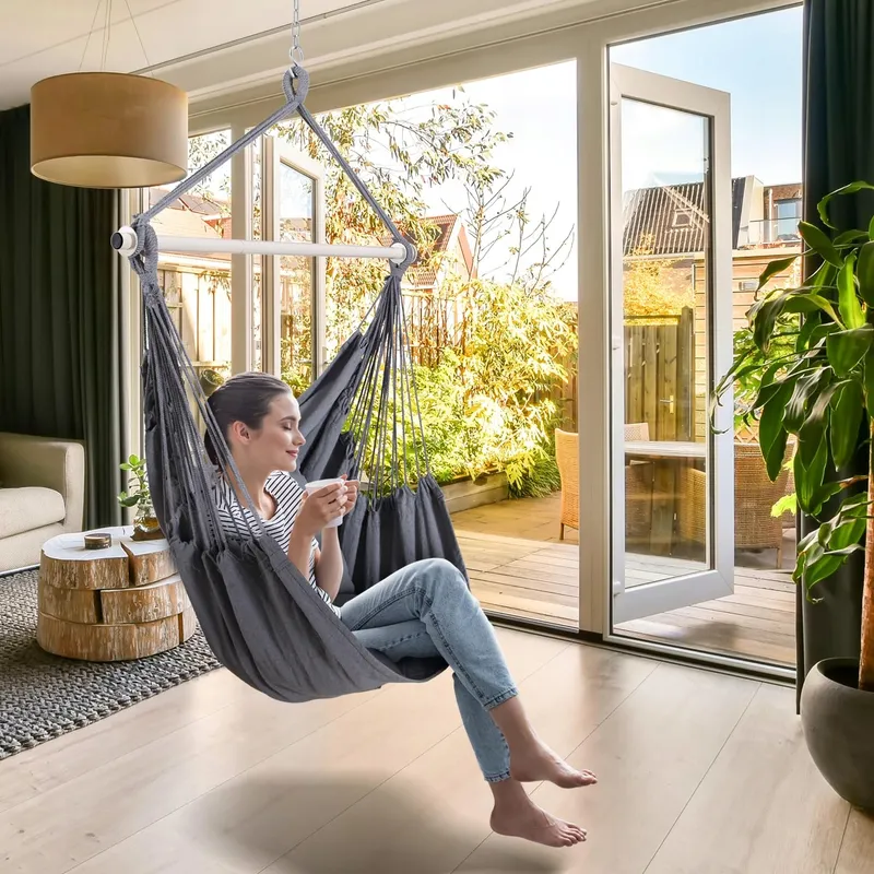 OHUHU Hangstoel XL Met 2 Kussens En Montageset Grijs — foto 2