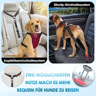 SLOWTON Veiligheidsgordel Hond Verstelbaar Reflecterend Hoofdsteun — miniatuur 2