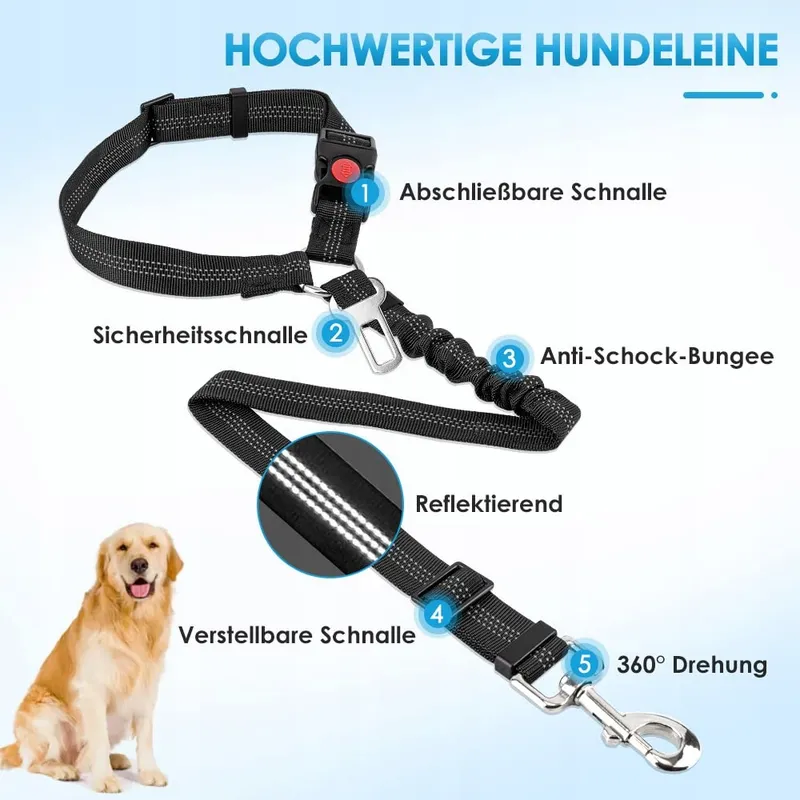 SLOWTON Veiligheidsgordel Hond Verstelbaar Reflecterend Hoofdsteun — foto 4