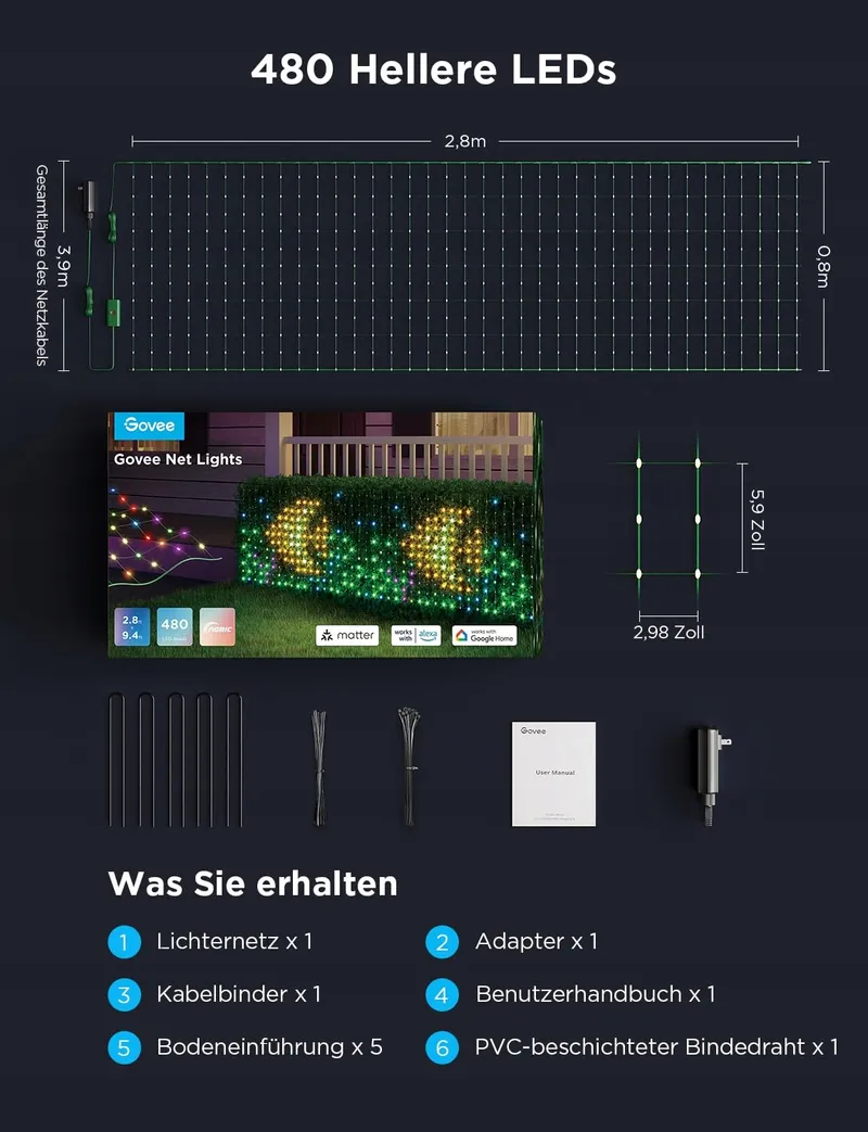 GOVEE Smart Lichternet LED 480 Buiten IP65 Alexa Halloween — foto 7