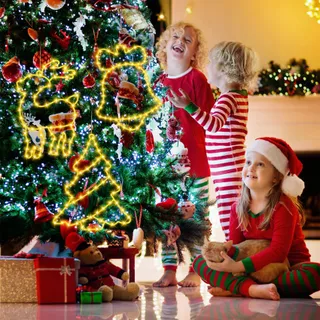VASIN LED Lichtgordijn Kerst Sterren Raam 155 LED Decoratie — miniatuur 7