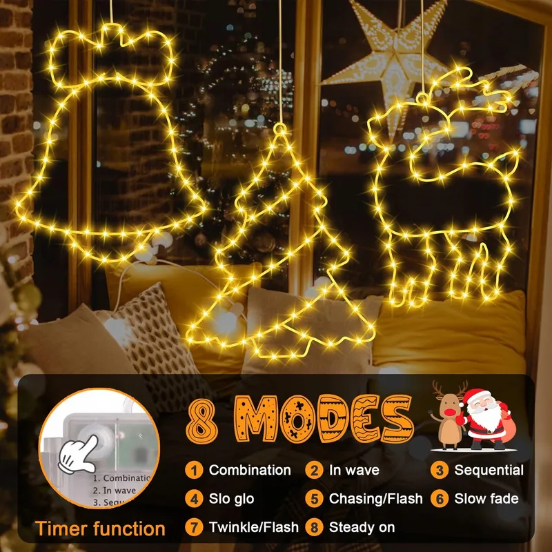 VASIN LED Lichtgordijn Kerst Sterren Raam 155 LED Decoratie — foto 5