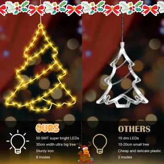 VASIN LED Lichtgordijn Kerst Sterren Raam 155 LED Decoratie — miniatuur 4