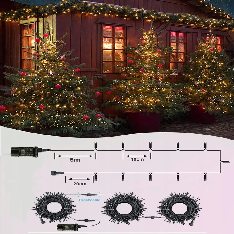 BOWFAR Kerstverlichting Buiten Lichtketting 10M 100 LED IP65 — foto 4