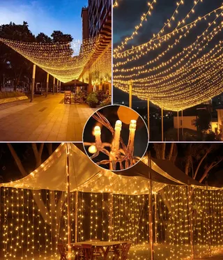 YOMISTAR Lichtgordijn 6x3m 600 LED Timer 8 Modi Waterdicht — miniatuur 3