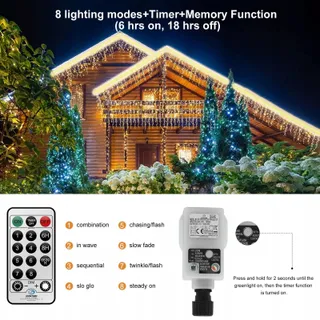 CERIAL Lichtgordijn 20M 540LED Buiten Kerst Warmwit — miniatuur 3