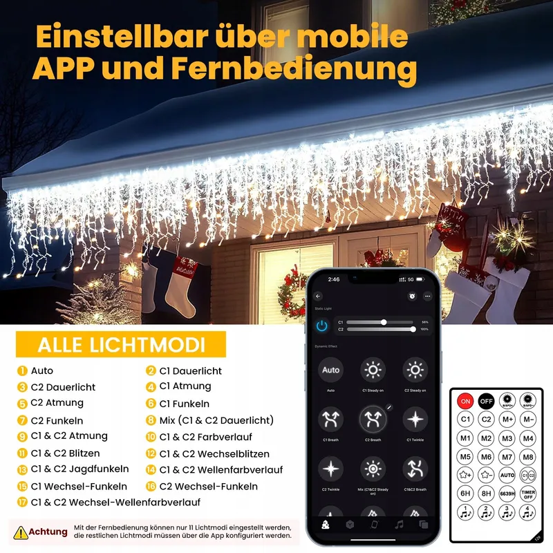 CERIAL Lichtgordijn 20M 540LED Buiten Kerst Warmwit — foto 16
