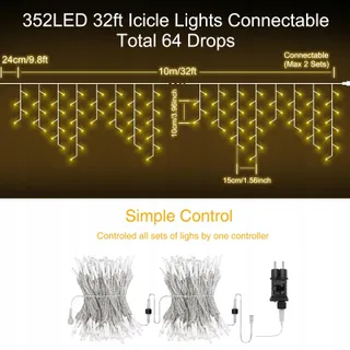 TARGETONE LED Lichtsnoer Warmwit 352 LED 10m Binnen Buiten — miniatuur 6
