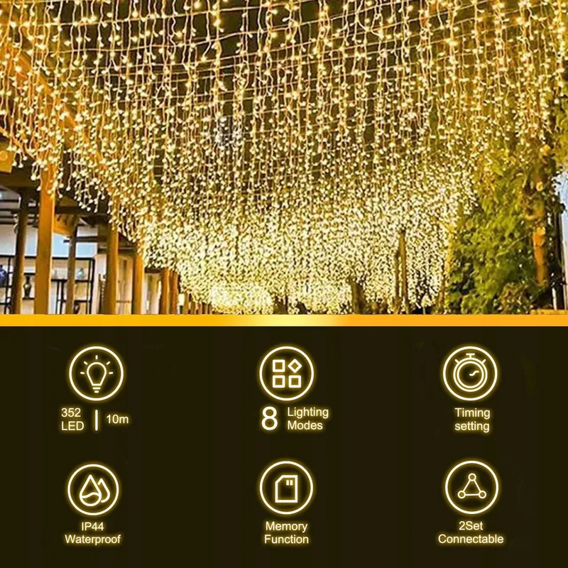 TARGETONE LED Lichtsnoer Warmwit 352 LED 10m Binnen Buiten — foto 2