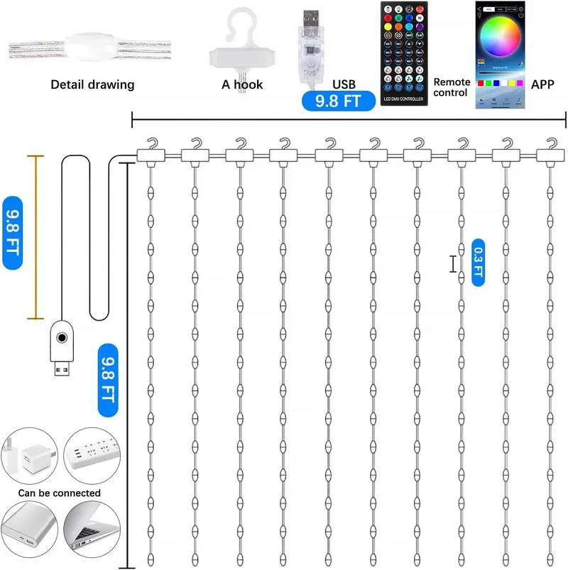 GOVEE Smart LED Gordijn 3x2m RGBIC IP65 Compatibel Alexa — foto 16