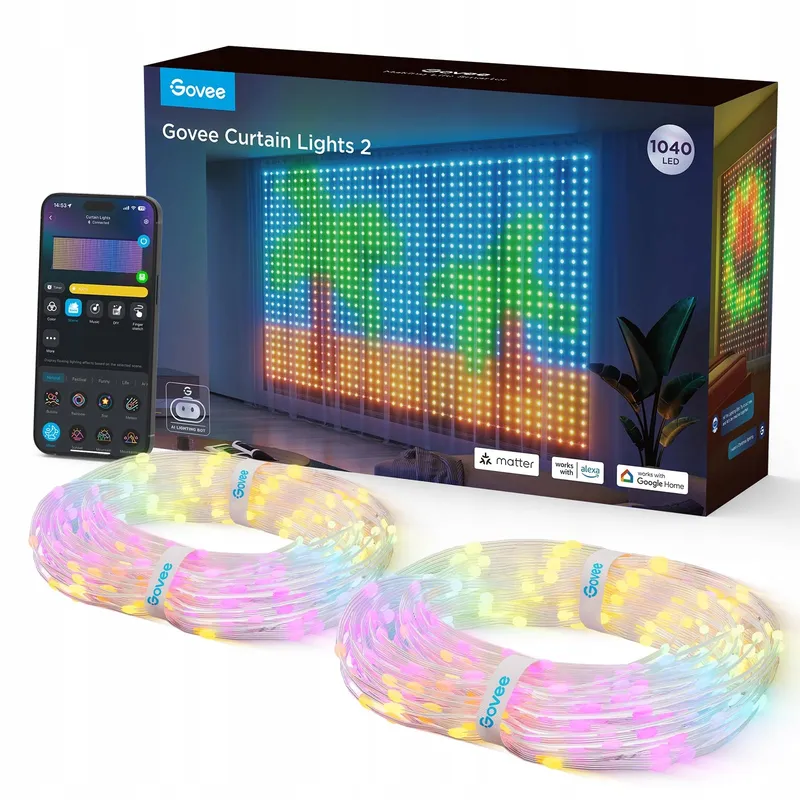 GOVEE Smart LED Gordijn 3x2m RGBIC IP65 Compatibel Alexa — foto 1