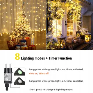 NEXVIN Kerstverlichting Buiten Waterdicht 20M 200 LED — miniatuur 2