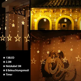 12 STERNE LED Lichtgordijn Voor Kerst Binnen Buiten — miniatuur 2