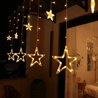 12 STERNE LED Lichtgordijn Voor Kerst Binnen Buiten — miniatuur 1