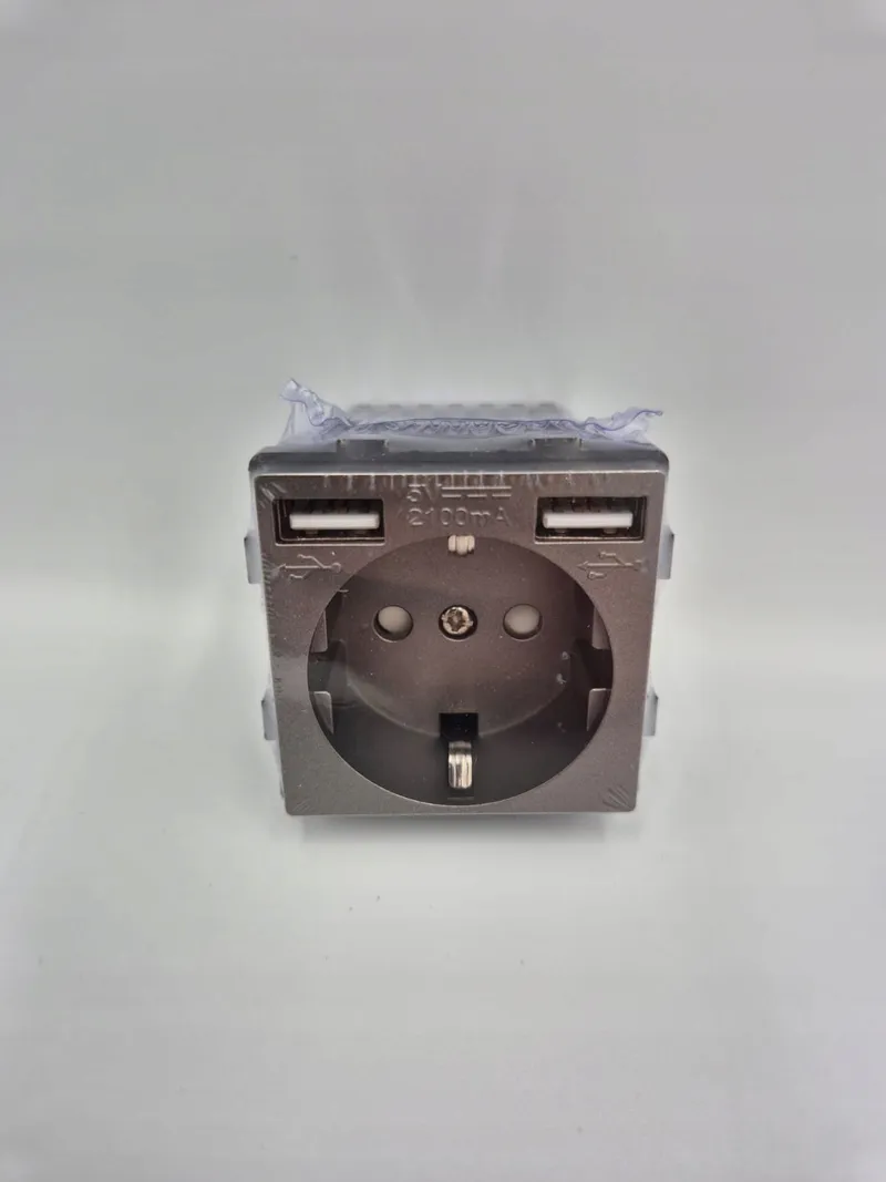 BSEED Schuko Stopcontact USB Type C 20W Glas Grijs — foto 8