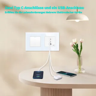 LIAONFOY Lichtschakelaar USB C Snelladen Wit 100-240V — miniatuur 4