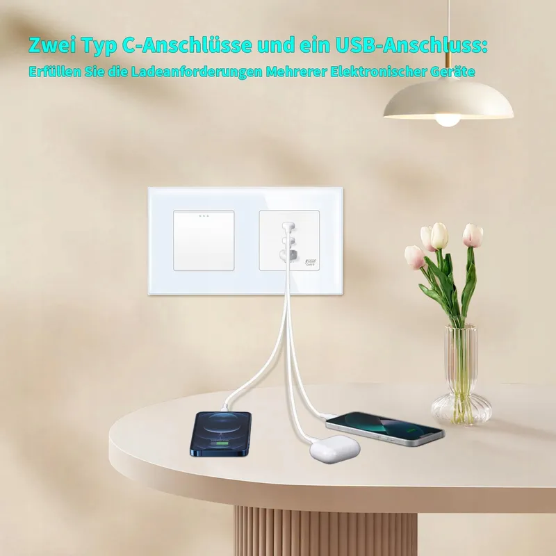 LIAONFOY Lichtschakelaar USB C Snelladen Wit 100-240V — foto 4