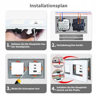 LIAONFOY Lichtschakelaar USB C Snelladen Wit 100-240V — miniatuur 6